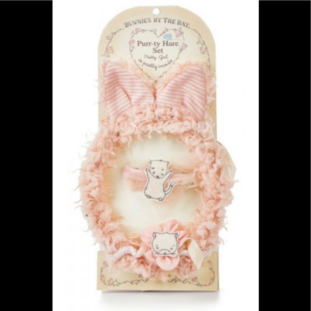 NWT Bunnies by the Bay Purr-Ty Hare Headband Set